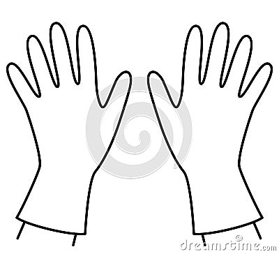 Pair rubber gloves, monochrome illustration Cartoon Illustration